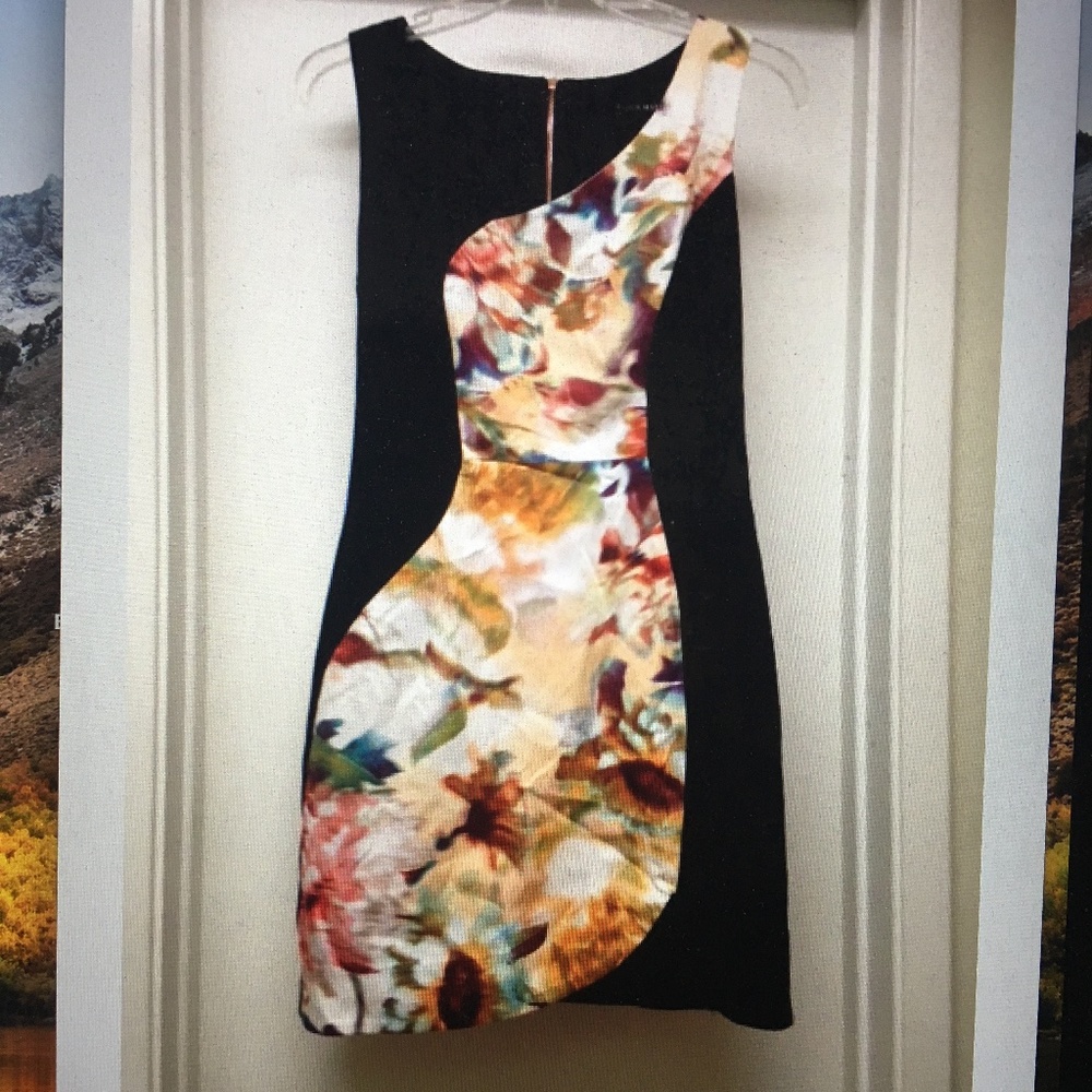 NEW BLACK HALO Abstract Watercolor Floral Dress